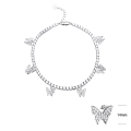 925 Sterling Silver Women Gift Zircon Butterfly Anklet